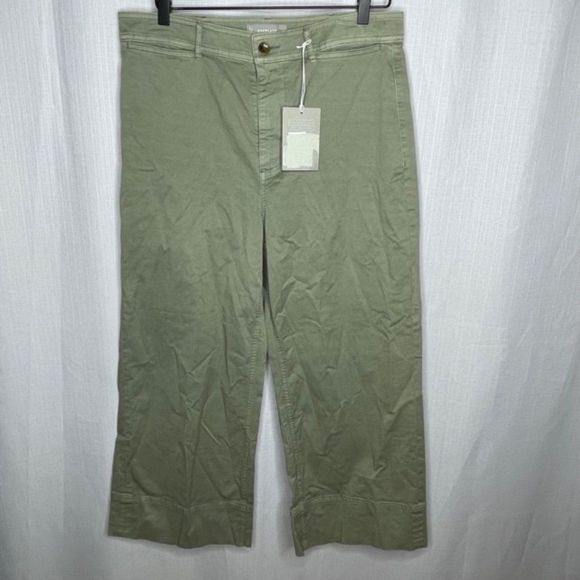 Everlane Pants - Everlane Olive Green Wide Leg Crop Pants